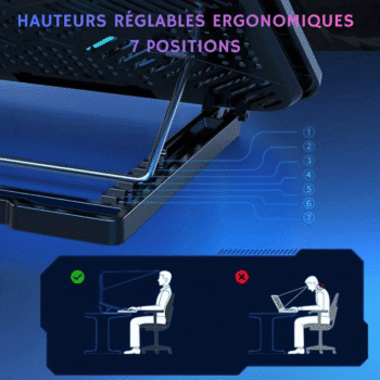 support pc portable ventilé vue latérale